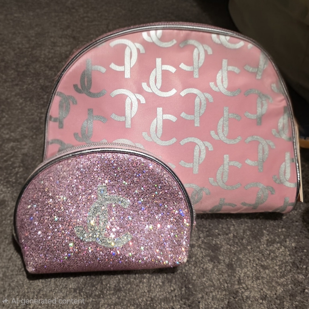 Juicy Couture Large And Small Pink Cosmetic Bags